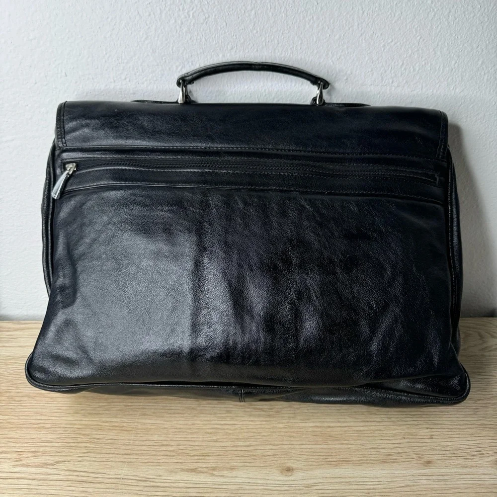 Arezzo Black‎ Leather Briefcase Laptop Bag Damaged Corner See Pics Made in Italy